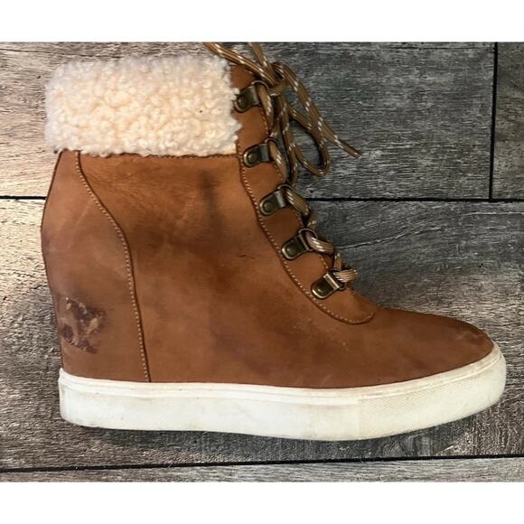 Kenneth Cole Kam Hiker Wedge cozy boots size & Brown - Picture 3 of 12